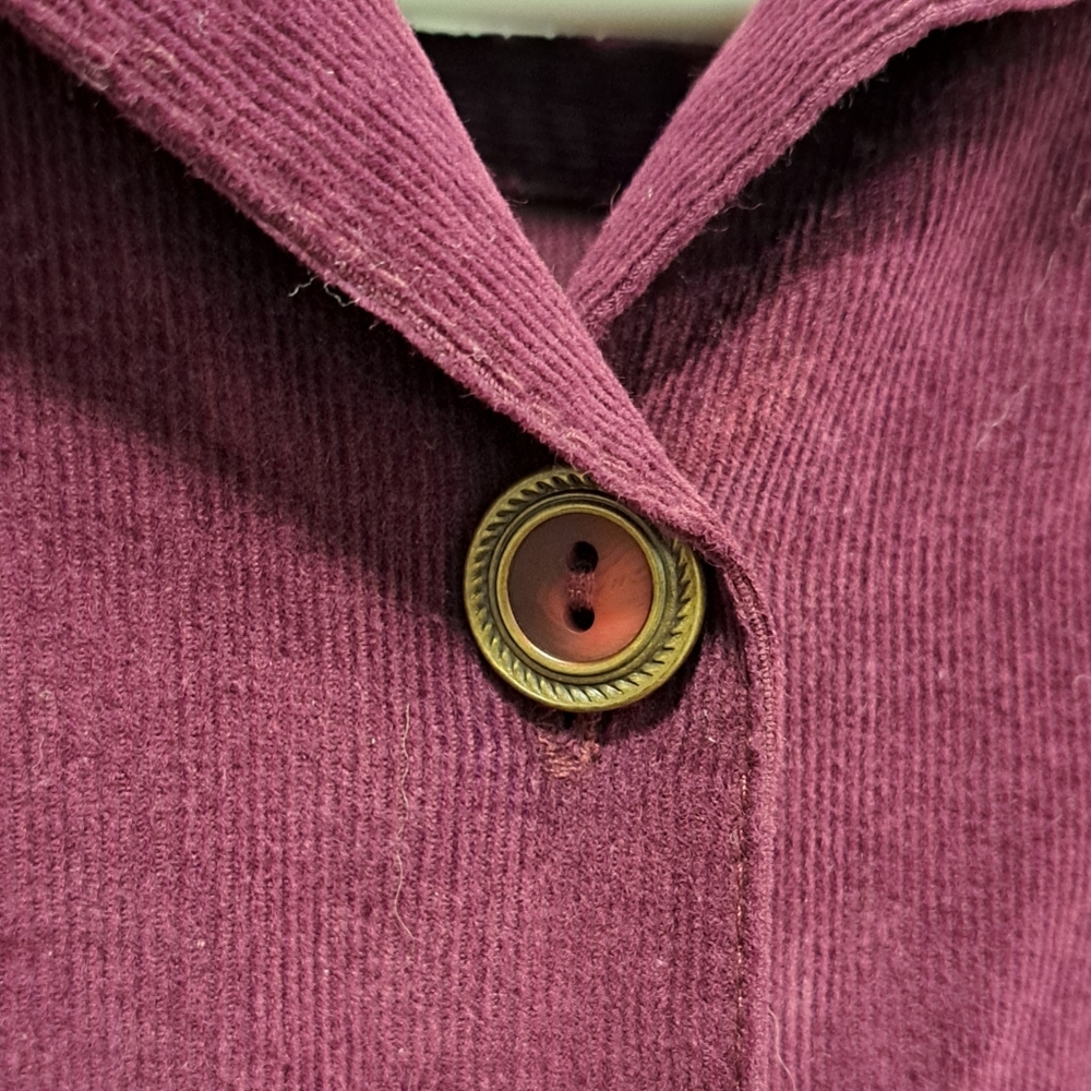 Elegant Vintage Leigh Morgan Long Sleeve Corduroy Purple Dress - Picture 4 of 9